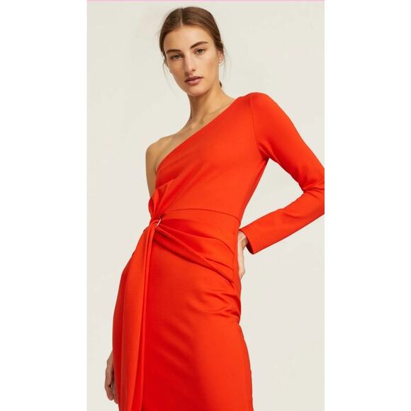 Revolve Alexis Orange Red Royale One Shoulder Cut-Out Midi Dress, M - Picture 4 of 13